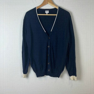 Armani Collezioni navy blue and white cotton button up cardigan size small